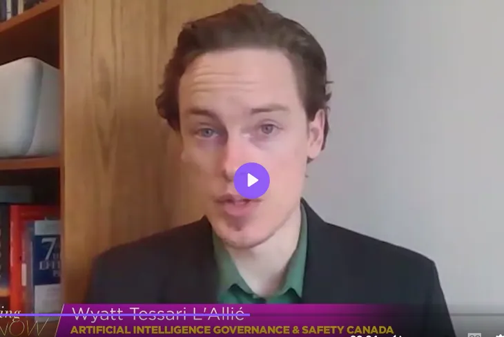 Image of AI Governance and Safety Canada Founder and Executive Director Wyatt Tessari L'Allié spoking to CHCH News